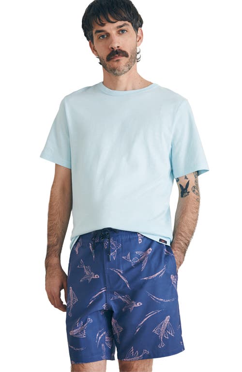 Faherty Sunwashed Board Shorts In Navy Pink Waterways