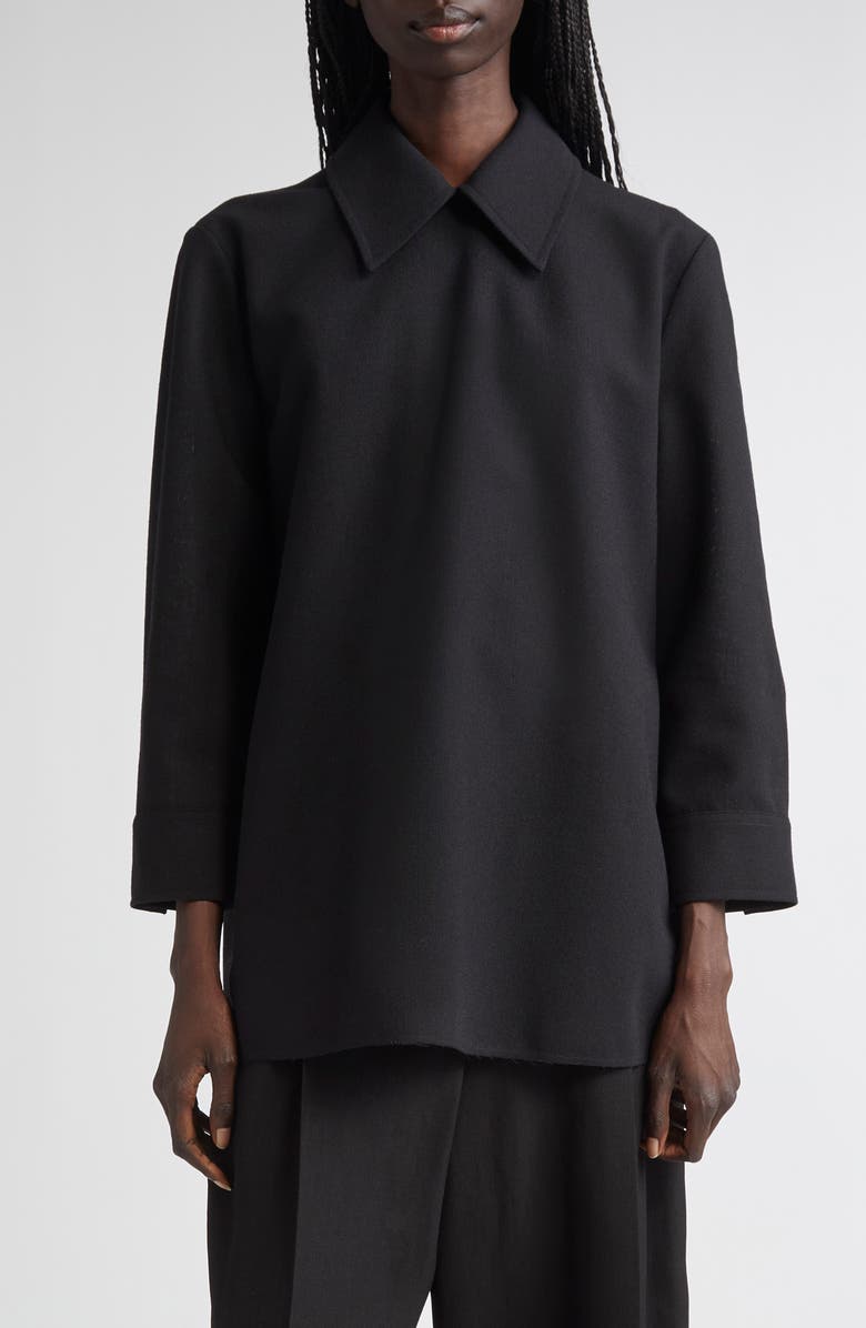 Jil Sander Wool Long Sleeve Top, Main, color, Black