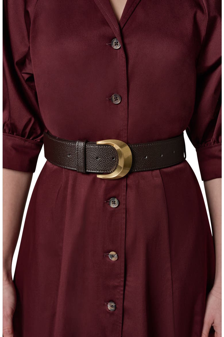 Belted Stretch Cotton Midi Shirtdress, Alternate, color, BLACK CHERRY