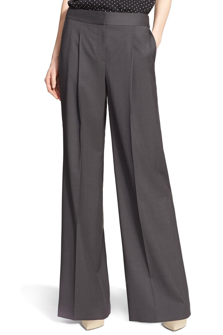 Wide Leg Wool Suiting Trousers, Main, color, GREY PHANTOM