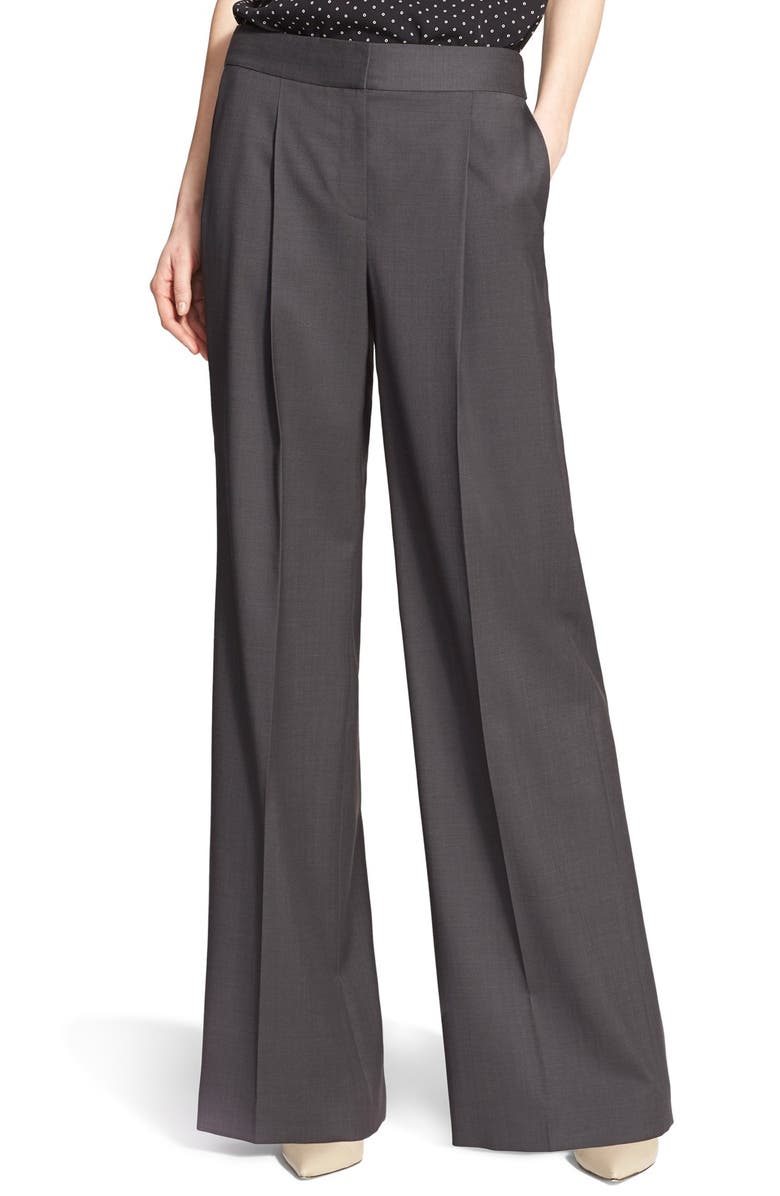 Nordstrom Signature and Caroline Issa Wide Leg Wool Suiting Trousers, Main, color, 