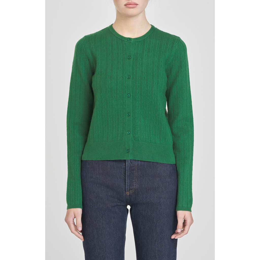 Wayf Sandy Pointelle Cardigan In Green