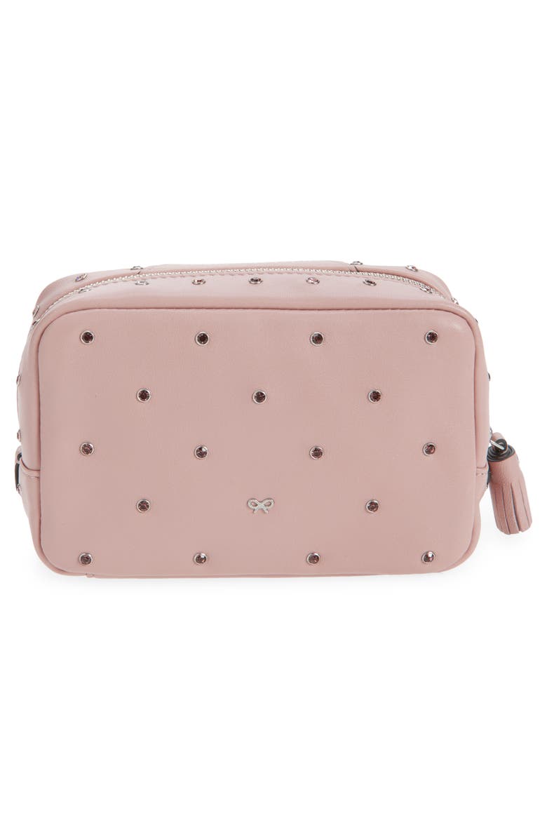 Anya Hindmarch Important Things Crystal Embellished Leather Pouch, Alternate, color, Rose