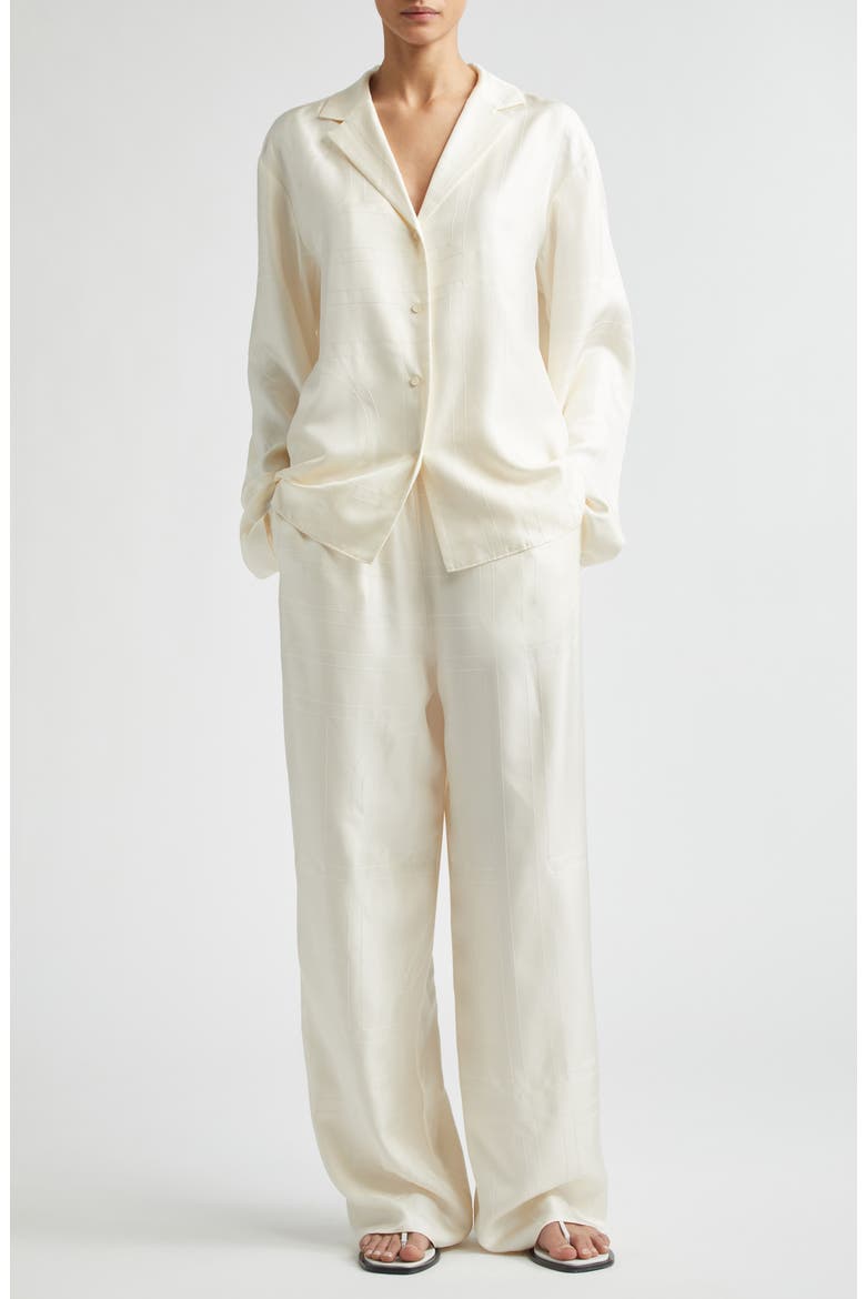 Monogram Organic Silk Pajama Pants, Alternate, color, CREAM