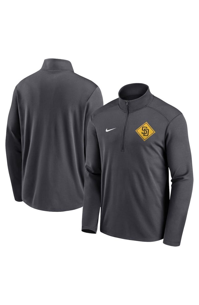 Nike Men's Nike Anthracite San Diego Padres Diamond Icon Pacer Performance Quarter-Zip Top, Main, color, Anthracite