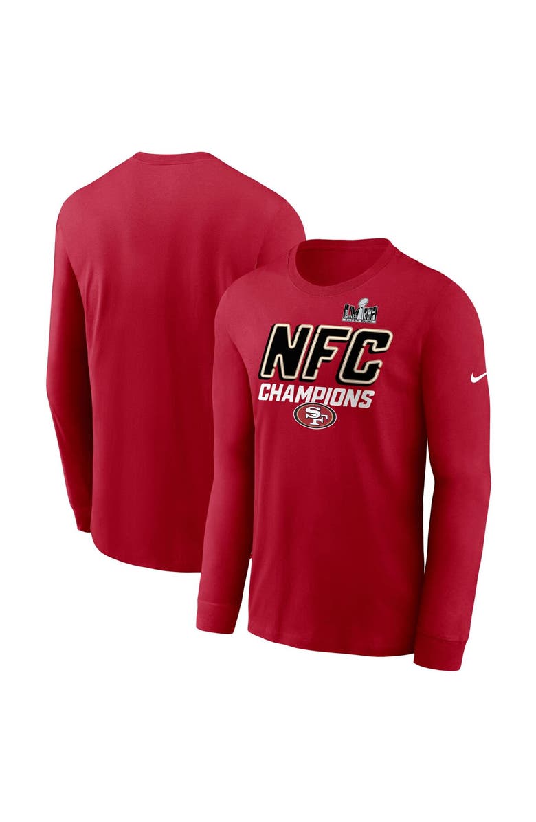 Nike Men's Nike Scarlet San Francisco 49ers 2023 NFC Champions Iconic Long Sleeve T-Shirt, Main, color, 