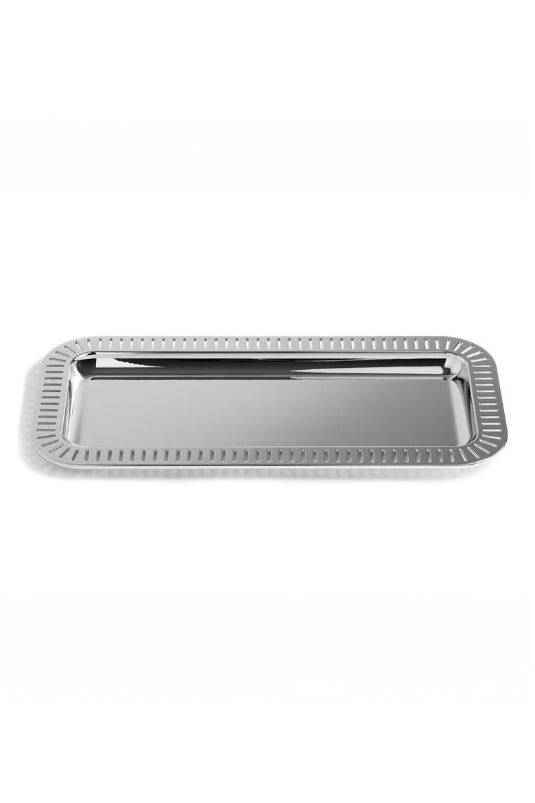 Striations Rectangular Serving Tray, Main, color, SILVER