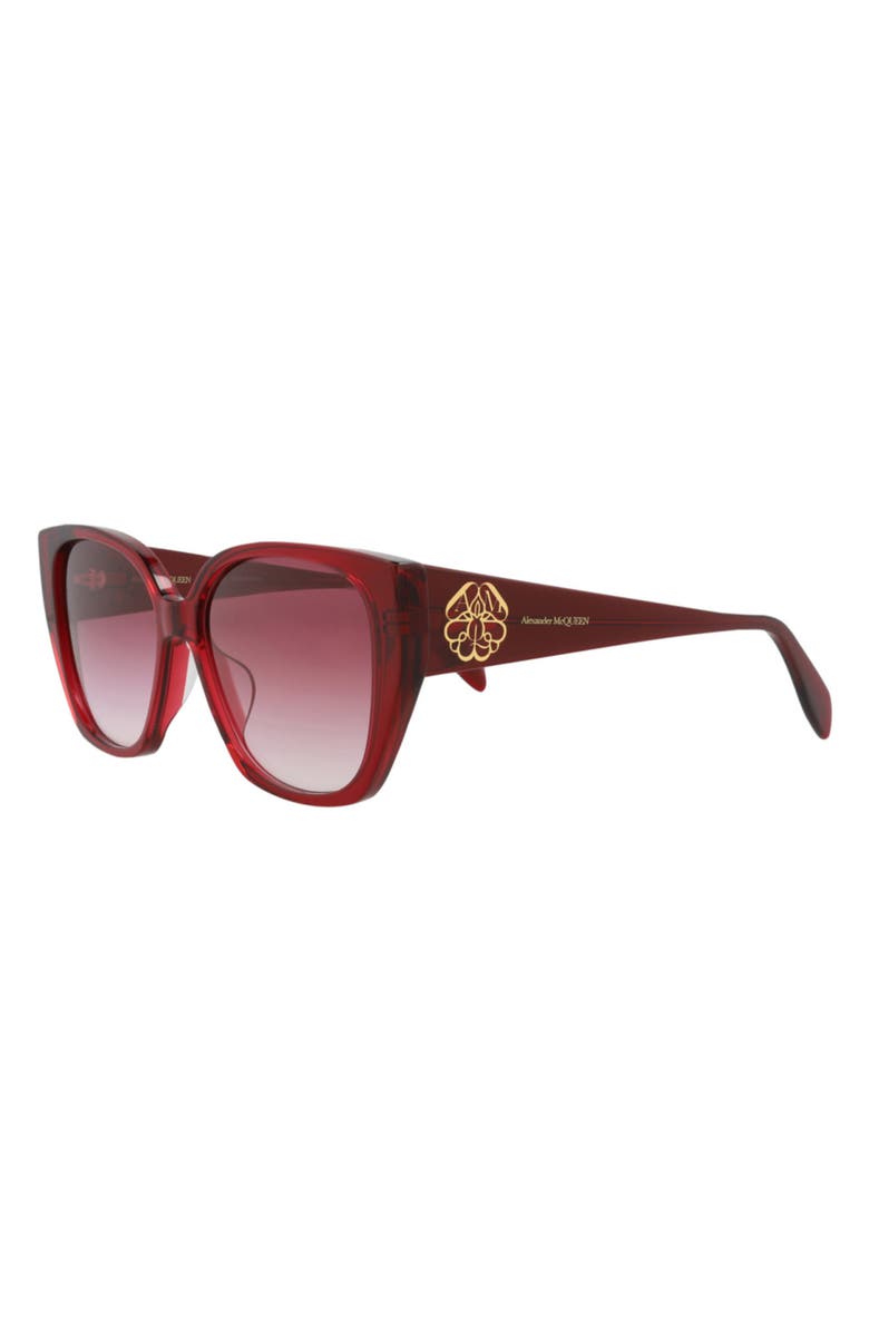 McQueen 58mm Cat Eye Sunglasses, Alternate, color, Burgundy Red