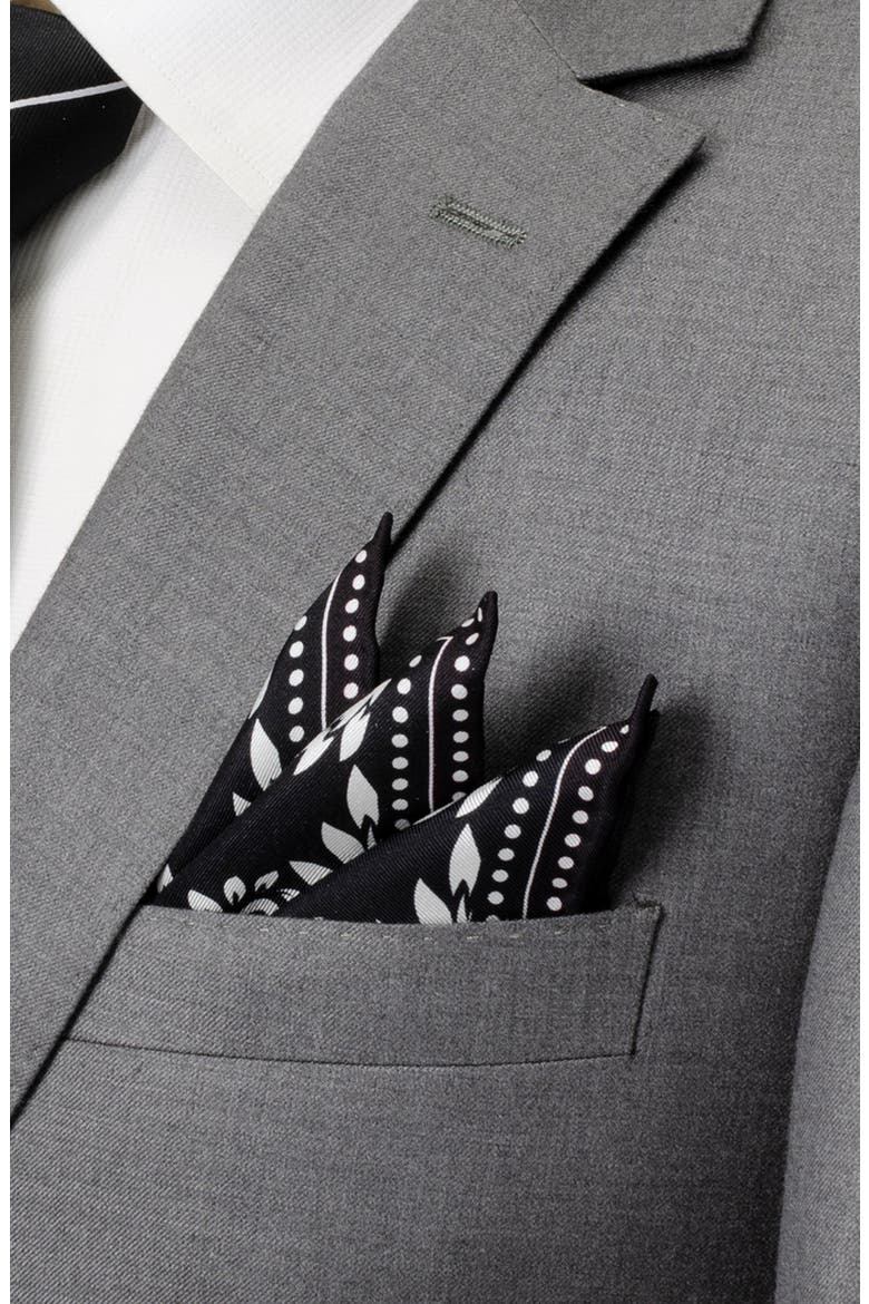 Bandana Print Silk Pocket Square, Alternate, color, BLACK