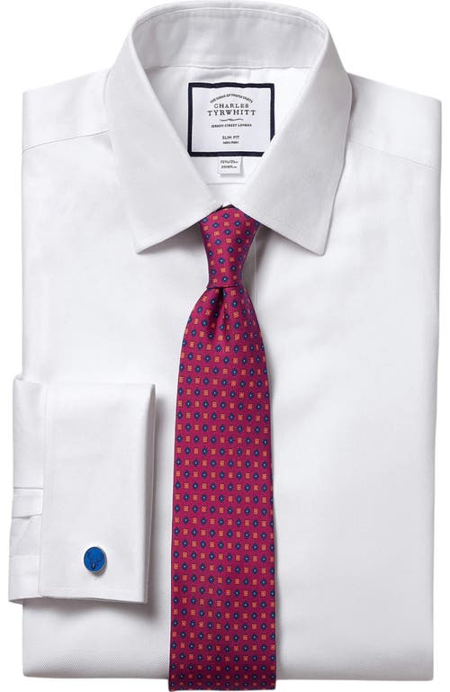 Shop Charles Tyrwhitt Non-iron Royal Oxford Slim Fit Shirt Double Cuff
