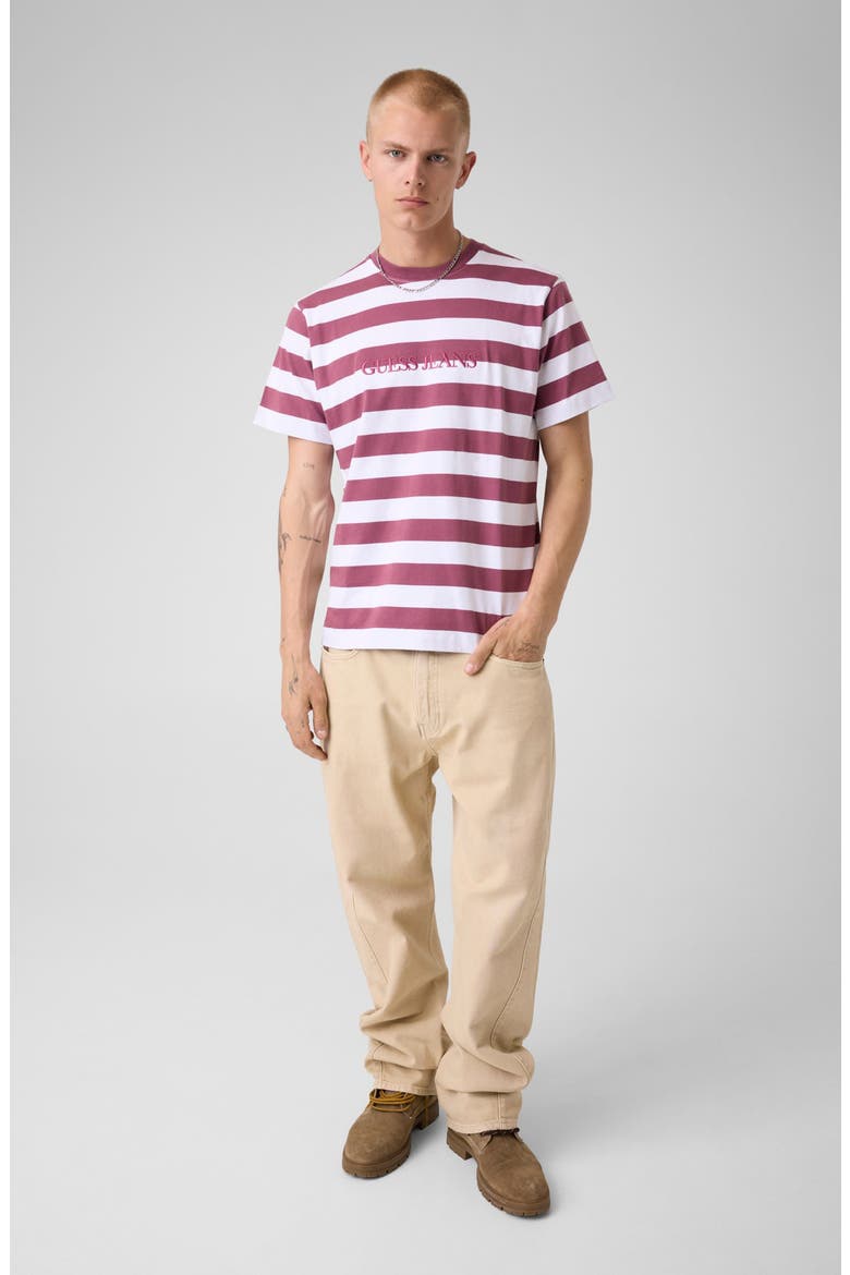 Yarn Dye Stripe Organic Cotton T-Shirt, Alternate, color, WHITE/ BERRY