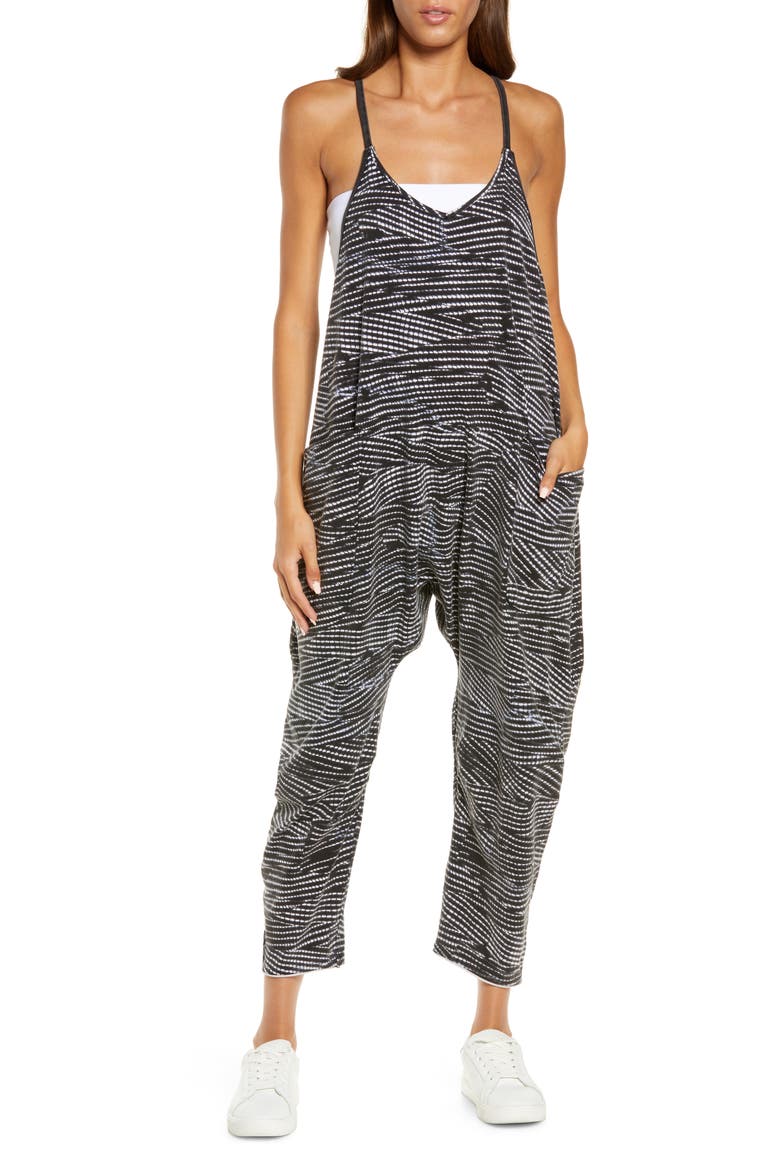 Hot Shot Print Jumpsuit, Main, color, BLACK1