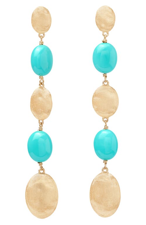 Marco Bicego 18k Yellow Gold Siviglia Turquoise Long Drop Earrings In Multi
