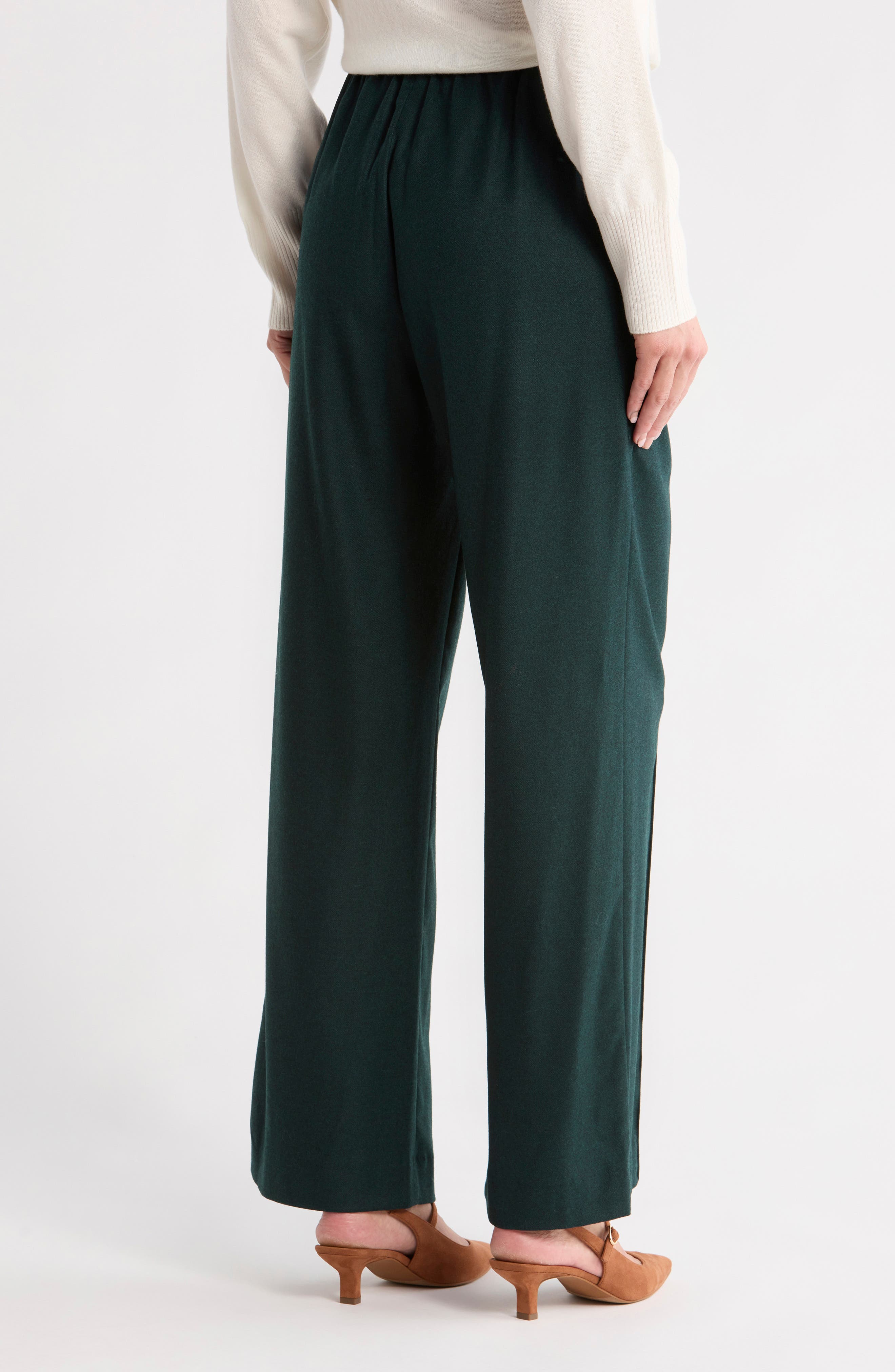 Brushed Flannel Wide Leg Pull-On Pants - image 4