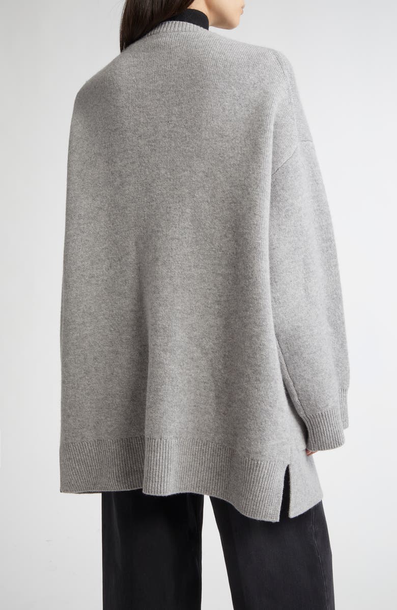 TOTEME Longline Stretch Cashmere & Wool Cardigan, Alternate, color, Pale Grey Mlange