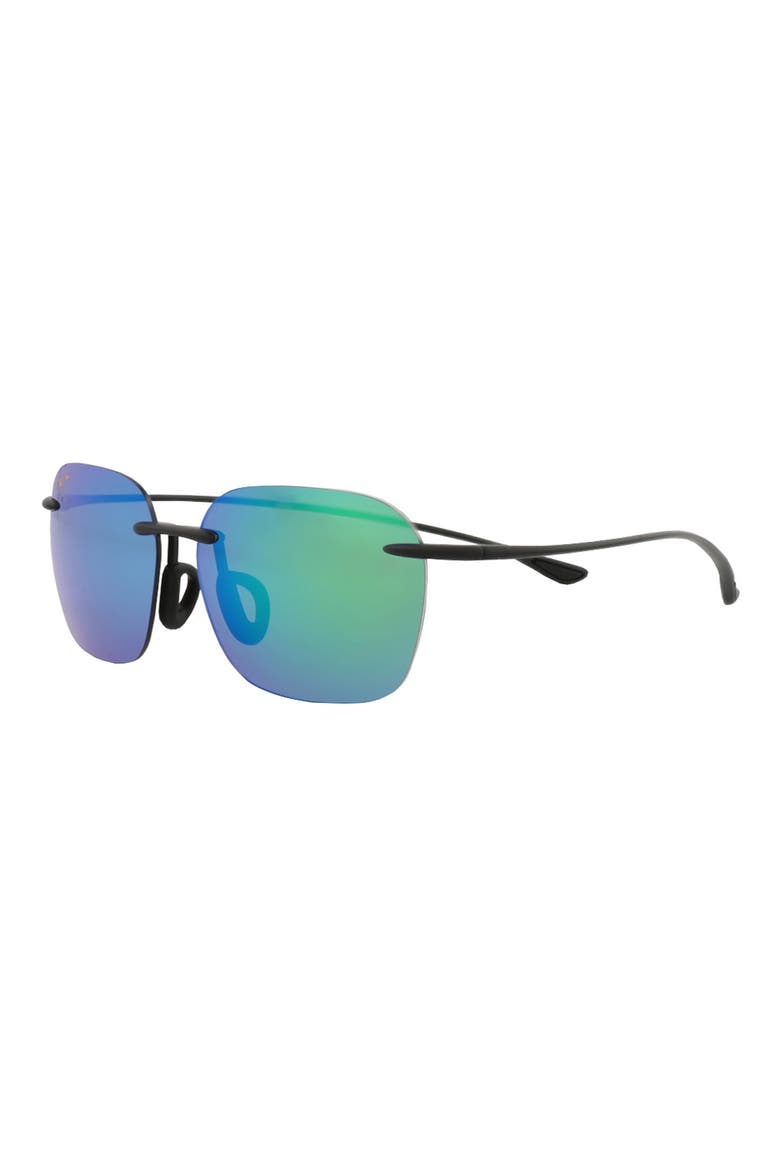 50mm Polarized Rimless Square Sunglasses, Alternate, color, BLACK BLACK GREEN