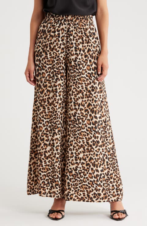 Leopard Print Wide Leg Pants