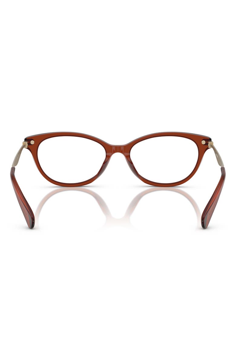 COACH 52mm Pillow Optical Glasses, Alternate, color, Transparent Brown / Demo Lens