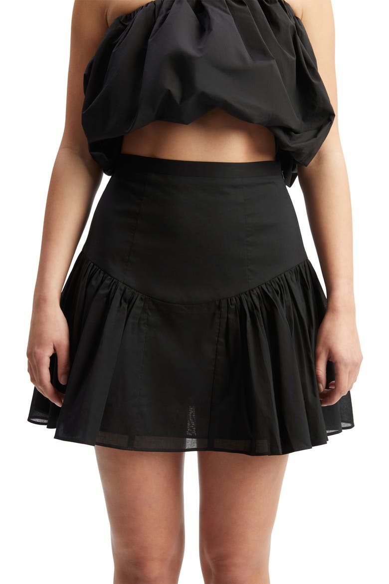 Amorette Cotton Miniskirt, Alternate, color, BLACK