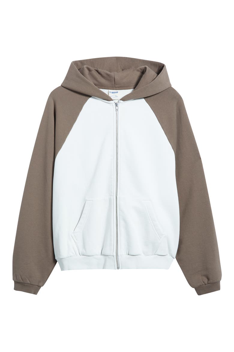 Ragglan Colorblock Zip Hoodie, Alternate, color, BONE/ BROWN
