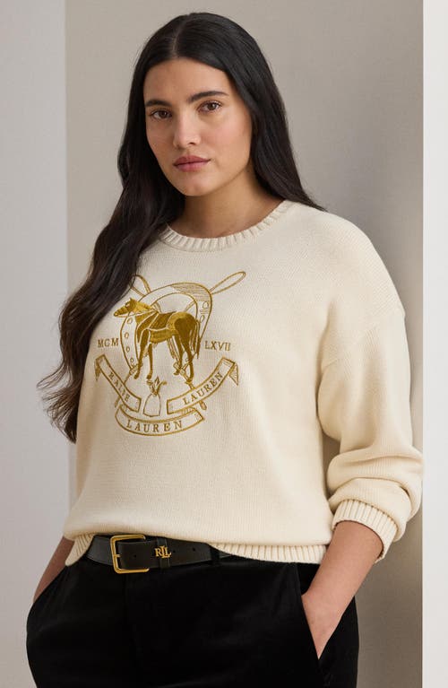 Ralph Lauren Lauren  Embroidered Crewneck Sweater In Neutral