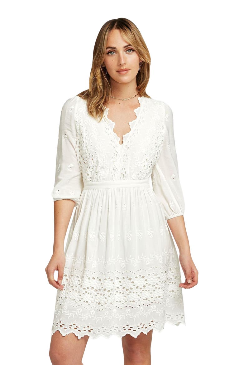 Sweet Talk Eyelet Mini Dress, Alternate, color, White