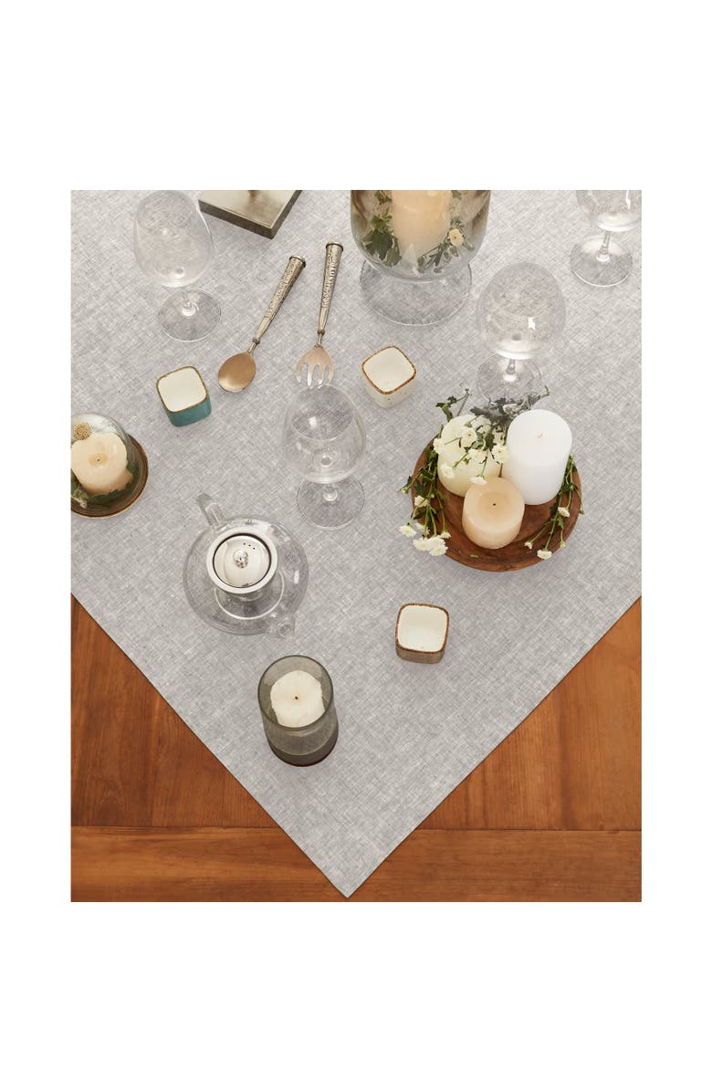 Solino Home Linen Table Throw - Athena, 52" x 52", 52" x 52", Alternate, color, Oyster Grey