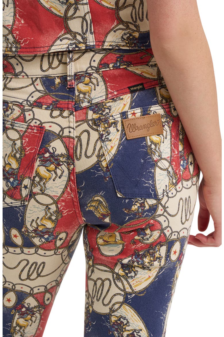 Rodeo Print High Waist Bootcut Jeans, Alternate, color, RODEO ROUNDUP