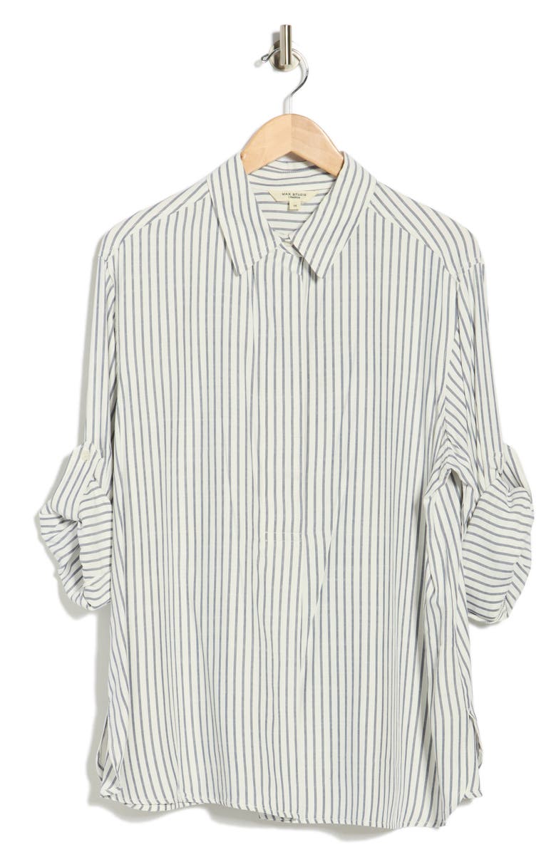 MAX STUDIO Stripe Popover Tunic, Alternate, color, Off White/ Indigo Alt Stripe