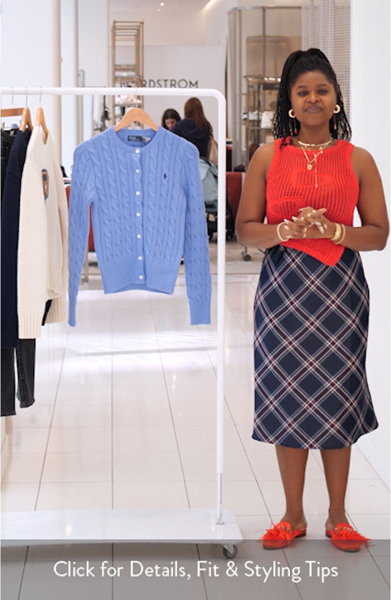 Cable Knit Cotton Crewneck Cardigan, sales video thumbnail