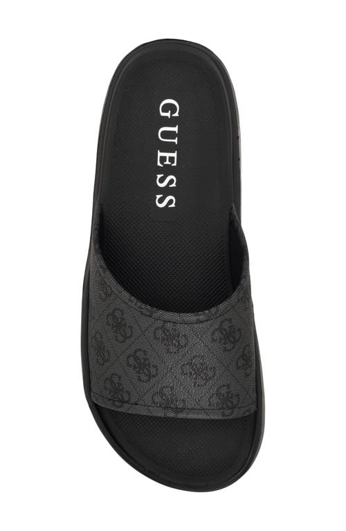 Guess Margaria Slide Sandal In Dark Grey Logo Multi