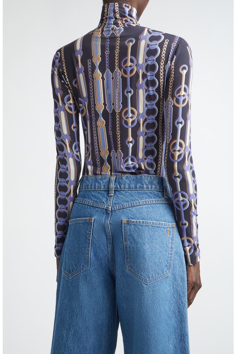 Heritage Chain Bridle Print Turtleneck Top, Alternate, color, MIDNIGHT MULTI