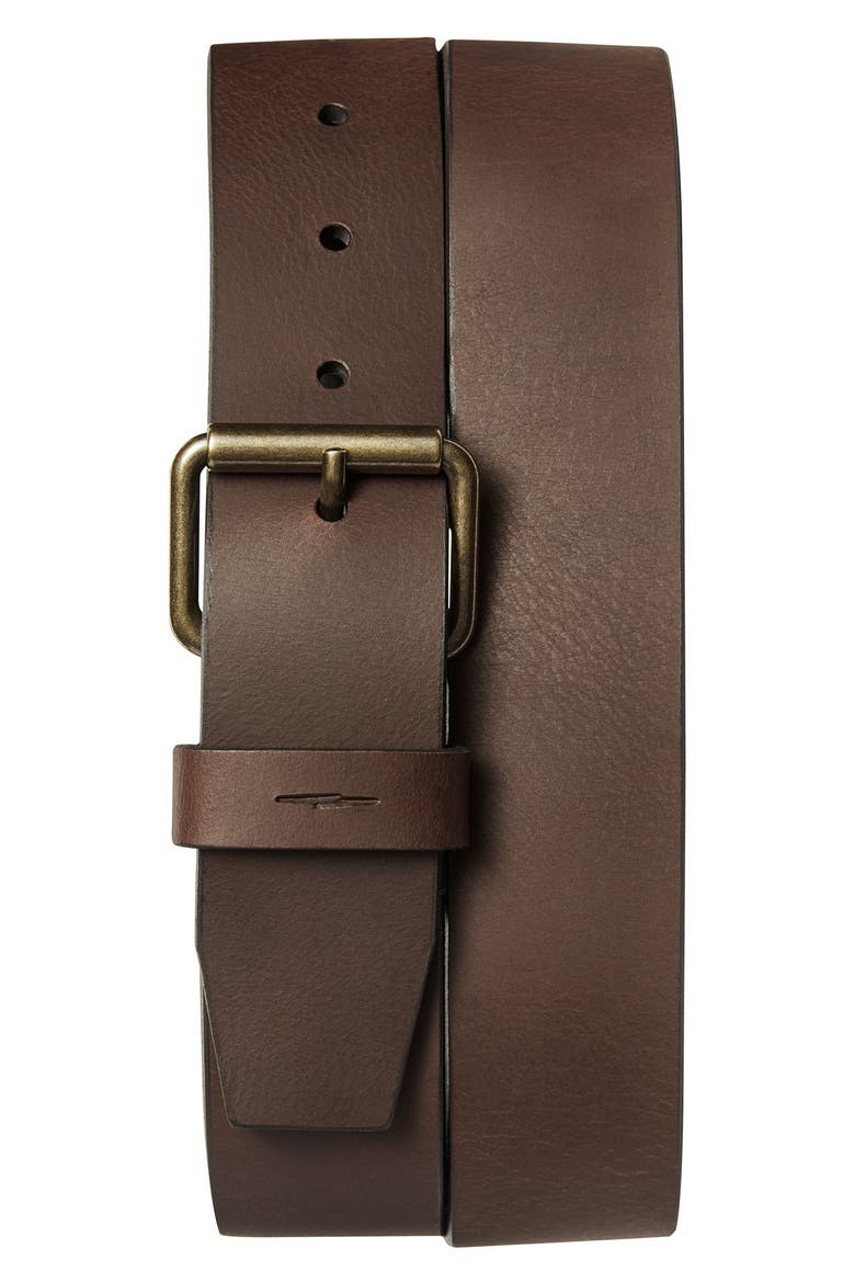 Rambler Leather Belt, Alternate, color, DARK BROWN