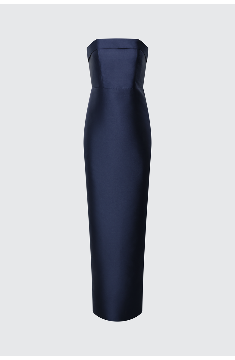 Theia Gaia Strapless Column Mikado Gown, Alternate, color, Navy