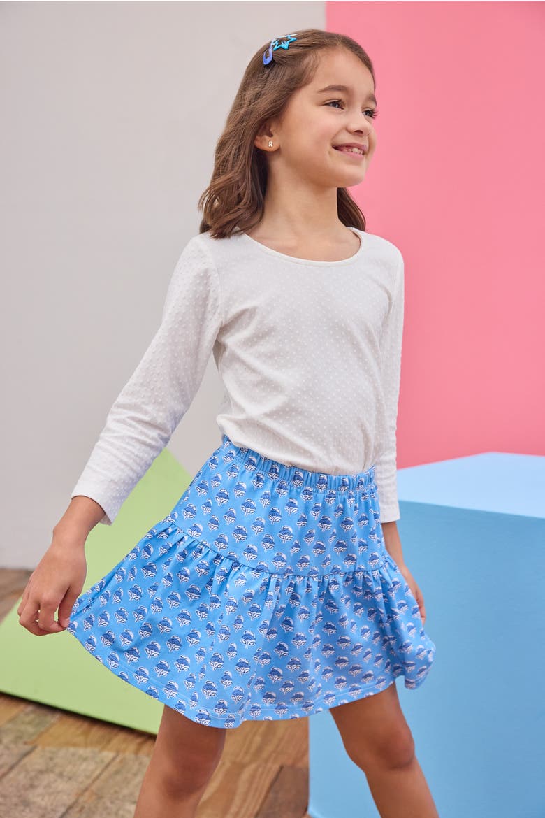 Kids' Sally Skort, Alternate, color, Cornflower Block Print