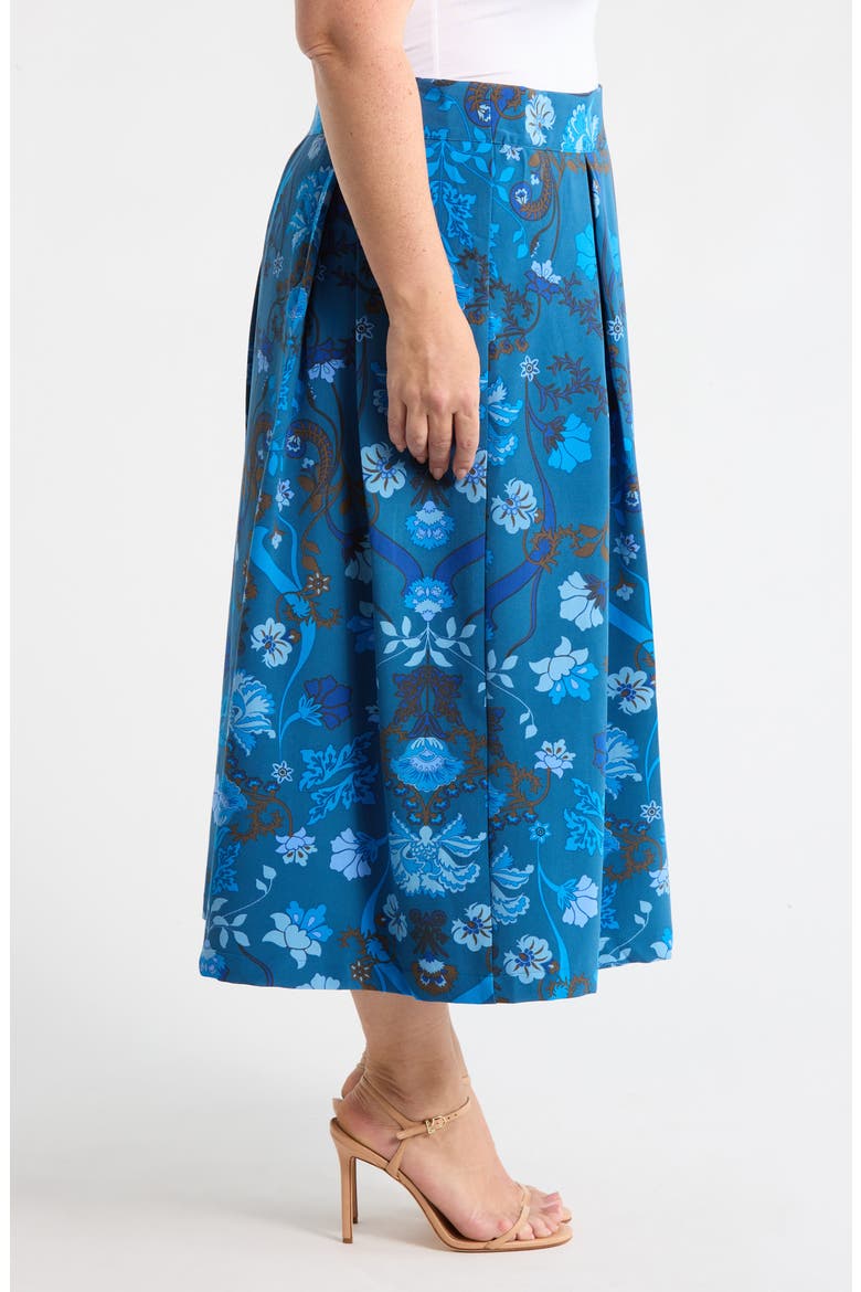 Palmate Pleated Midi Skirt, Alternate, color, TEAL-BLUE