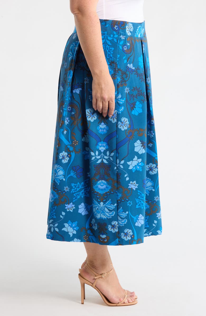 SUGARLIPS Palmate Pleated Midi Skirt, Alternate, color, Teal-Blue