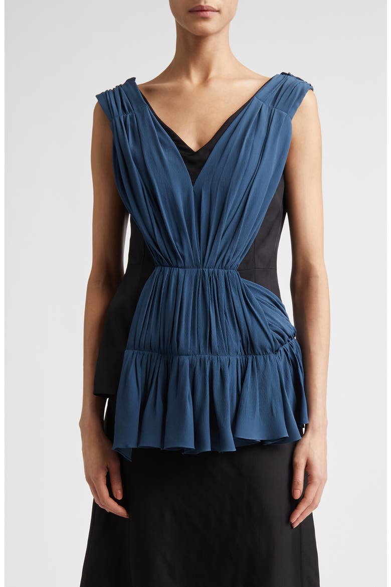 Colorblock Asymmetric Draped Top, Main, color, 00N99BLACK