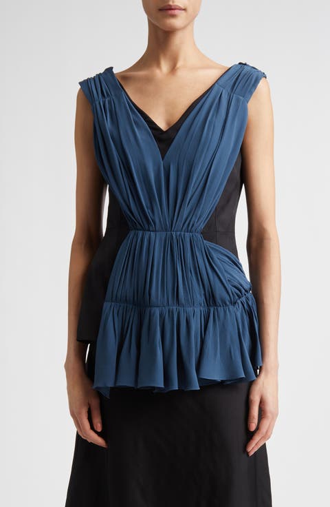 Colorblock Asymmetric Draped Top