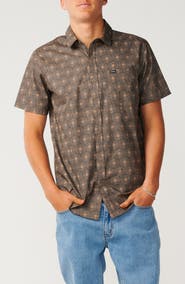 Rip Curl Hypno Sun Medallion Print Short Sleeve Cotton Button-Up Shirt