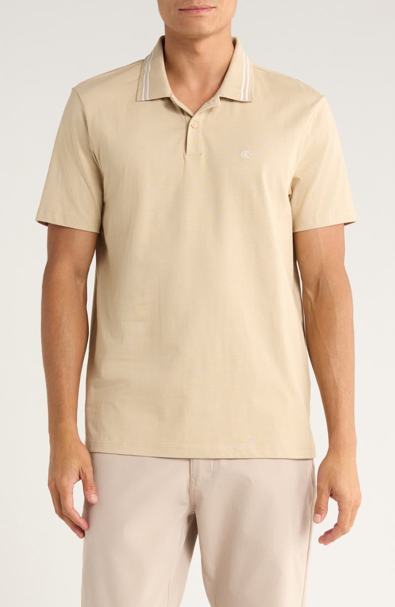 Calvin Klein Tipped Knit Polo, Main, color, White Pepper