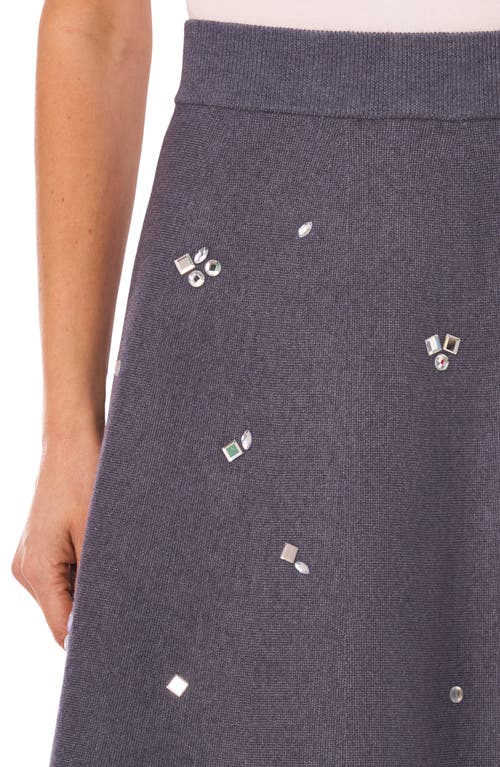 Cece Embellished A-line Sweater Skirt In Gray