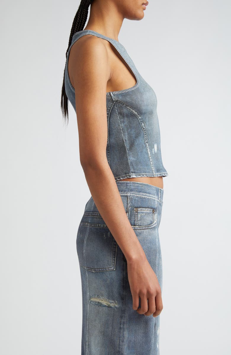 Acne Studios Elaia Denim Trompe l'Oeil Crop Tank, Alternate, color,
