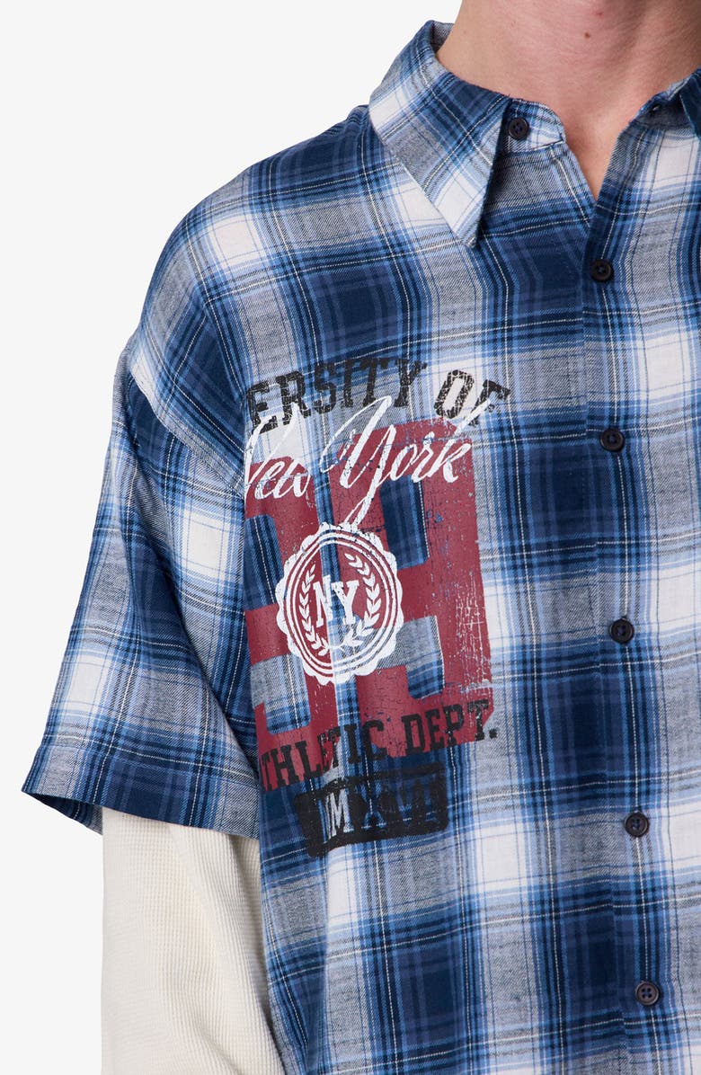 mnml Layered Thermal Button-Up Flannel Shirt, Alternate, color, 