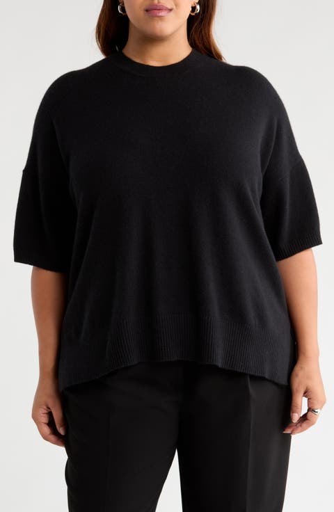 Short Sleeve Cashmere Sweater (Plus)