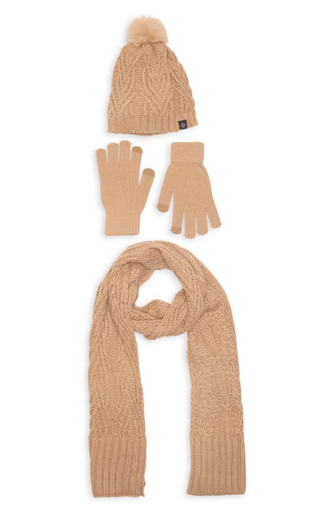 3-Piece Braided Scarf, Beanie & Gloves Set