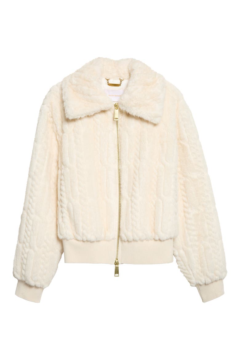 Nola Cable Faux Fur Bomber Jacket, Alternate, color, WINTER WHITE