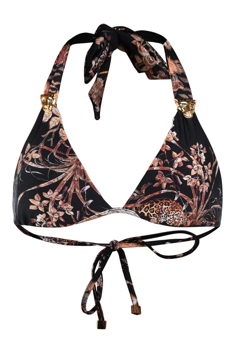 Annabelle Jungle Triangle Bikini Top, Alternate, color, BLACK