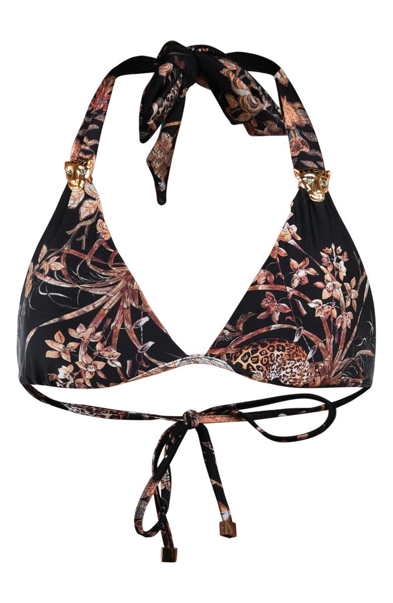 L'AGENCE Annabelle Jungle Triangle Bikini Top, Alternate, color, Black