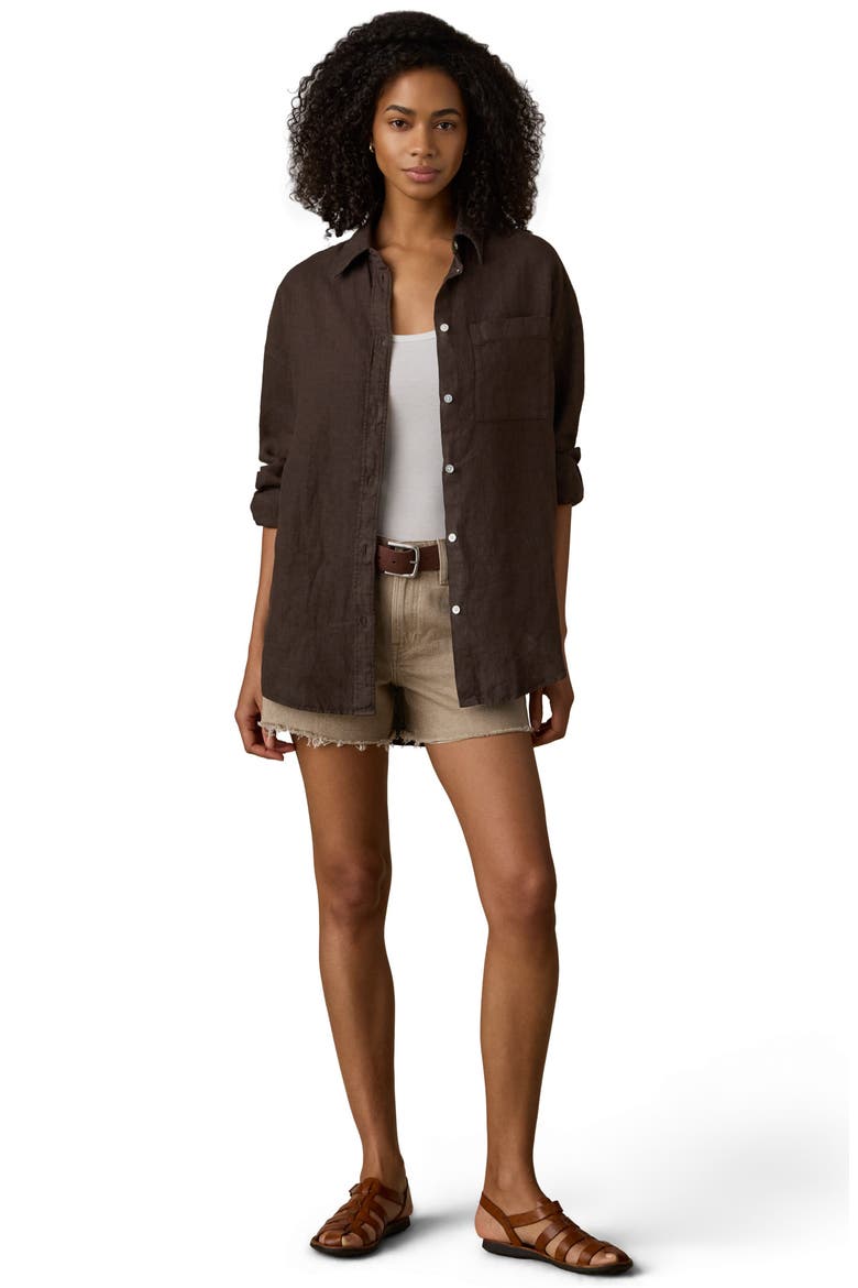 Laguna Linen Button-Up Shirt, Alternate, color, DEMITASSE